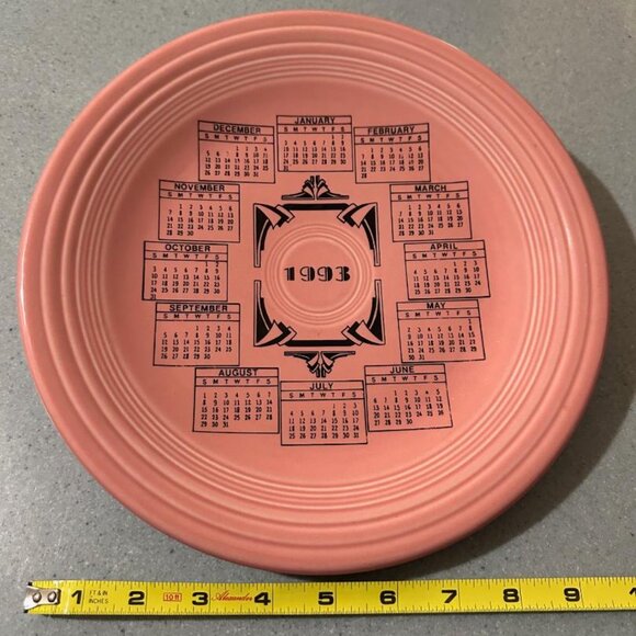 Homer Laughlin FIESTA Pink Plate Calendar Art Deco Design 1993 Home Decor - Picture 6 of 6